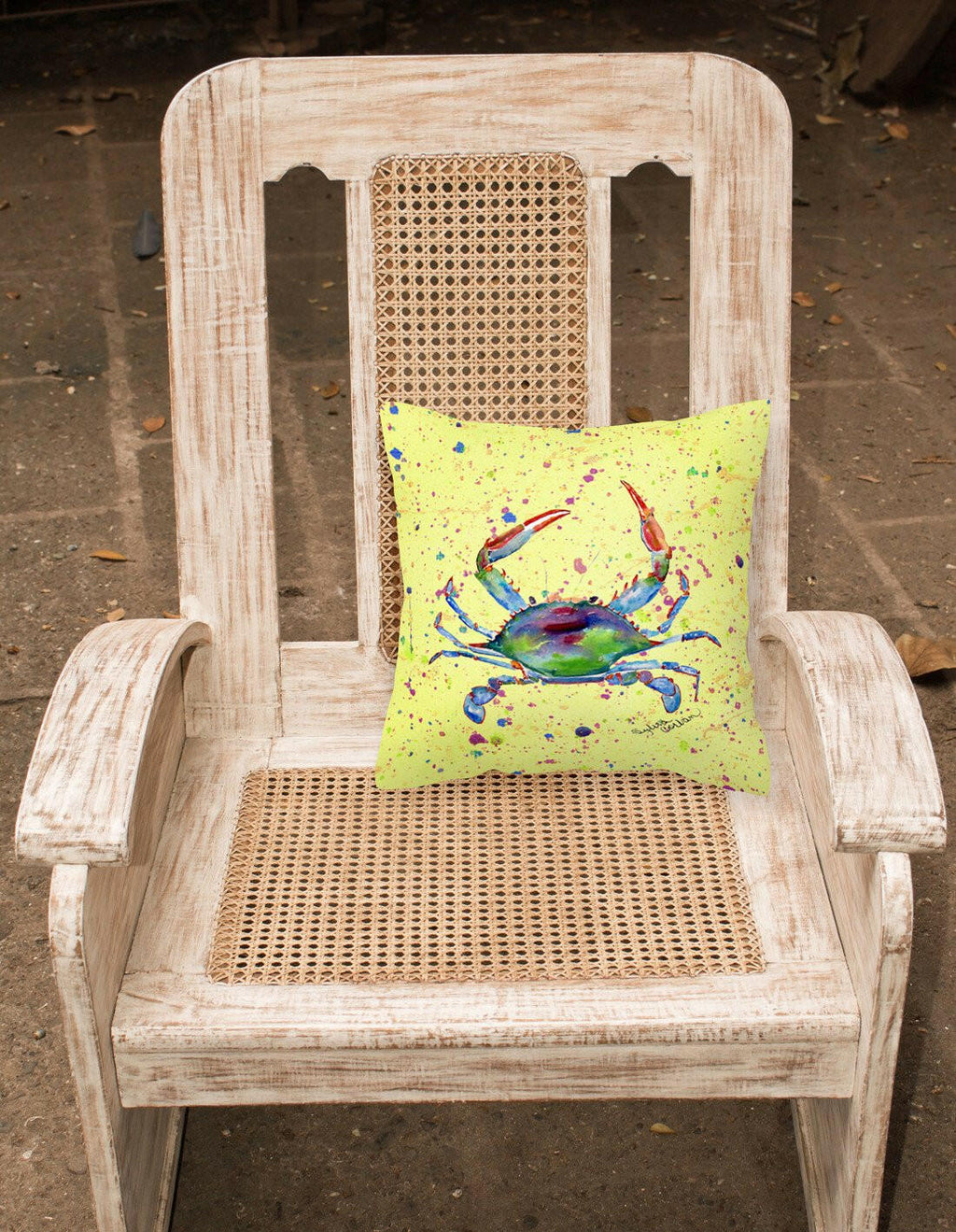 Crab Decorative Throw Pillow 14x14 Indoor Outdoor Accent Cushion, Fabric Cover with Insert for Sofa, Bed, Porch & Living Room