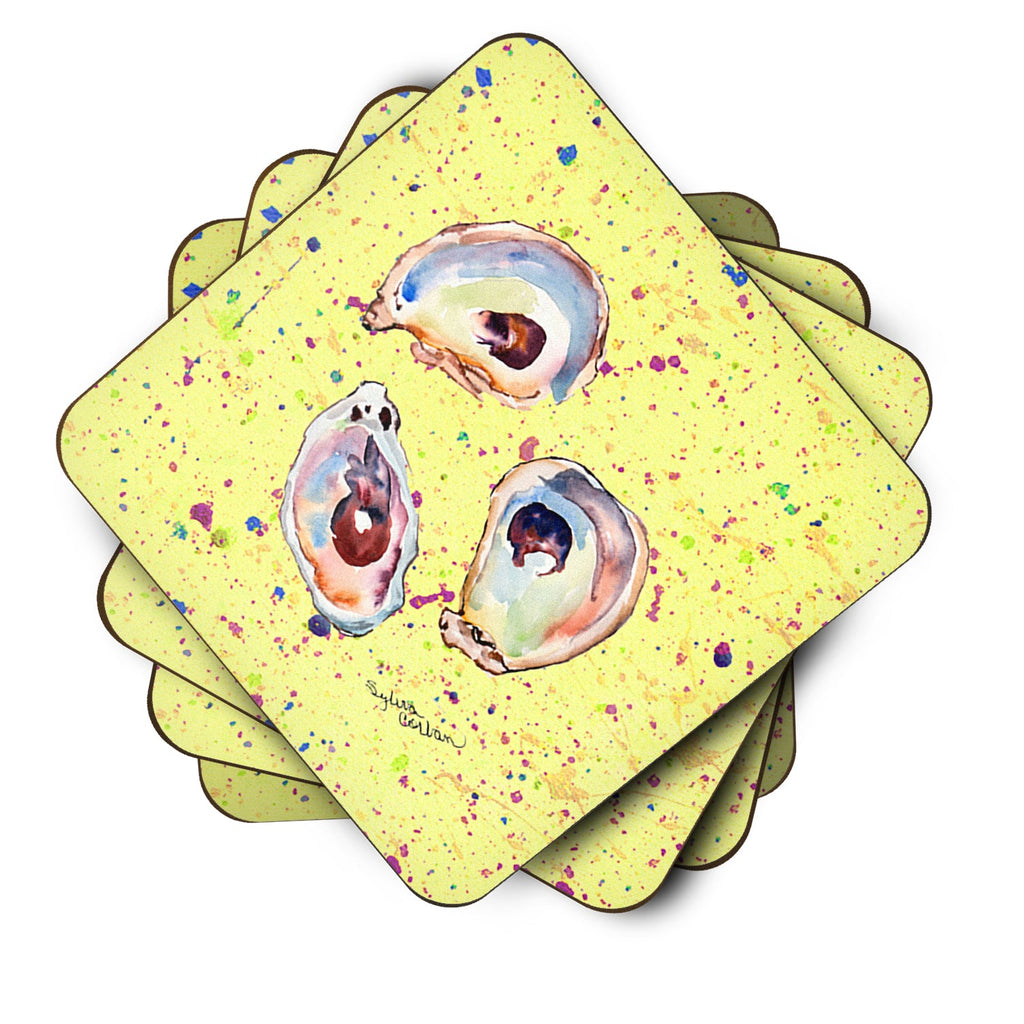 Oyster Foam Coasters Set of 4 Cup Coasters for Indoor Outdoor, Tabletop Protection, Anti Slip, Mouse pad Material