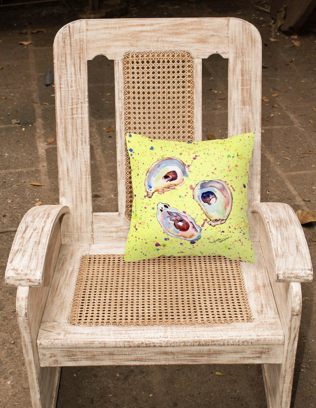 Oyster Decorative Throw Pillow 14x14 Indoor Outdoor Accent Cushion, Fabric Cover with Insert for Sofa, Bed, Porch & Living Room