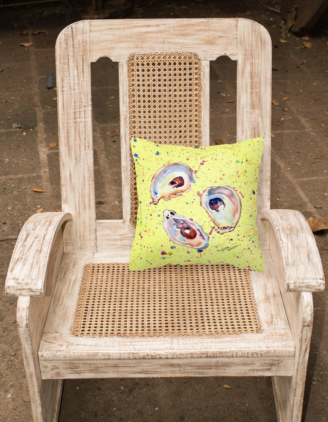 Oyster Decorative Throw Pillow 14x14 Indoor Outdoor Accent Cushion, Fabric Cover with Insert for Sofa, Bed, Porch & Living Room