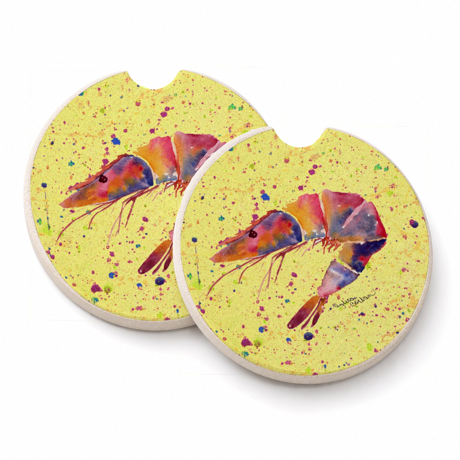 Set of 2 Cup Holder Car Coasters Absorbent Round Sandstone Coasters Gifts for Men or Women, 2.5, Multicolor