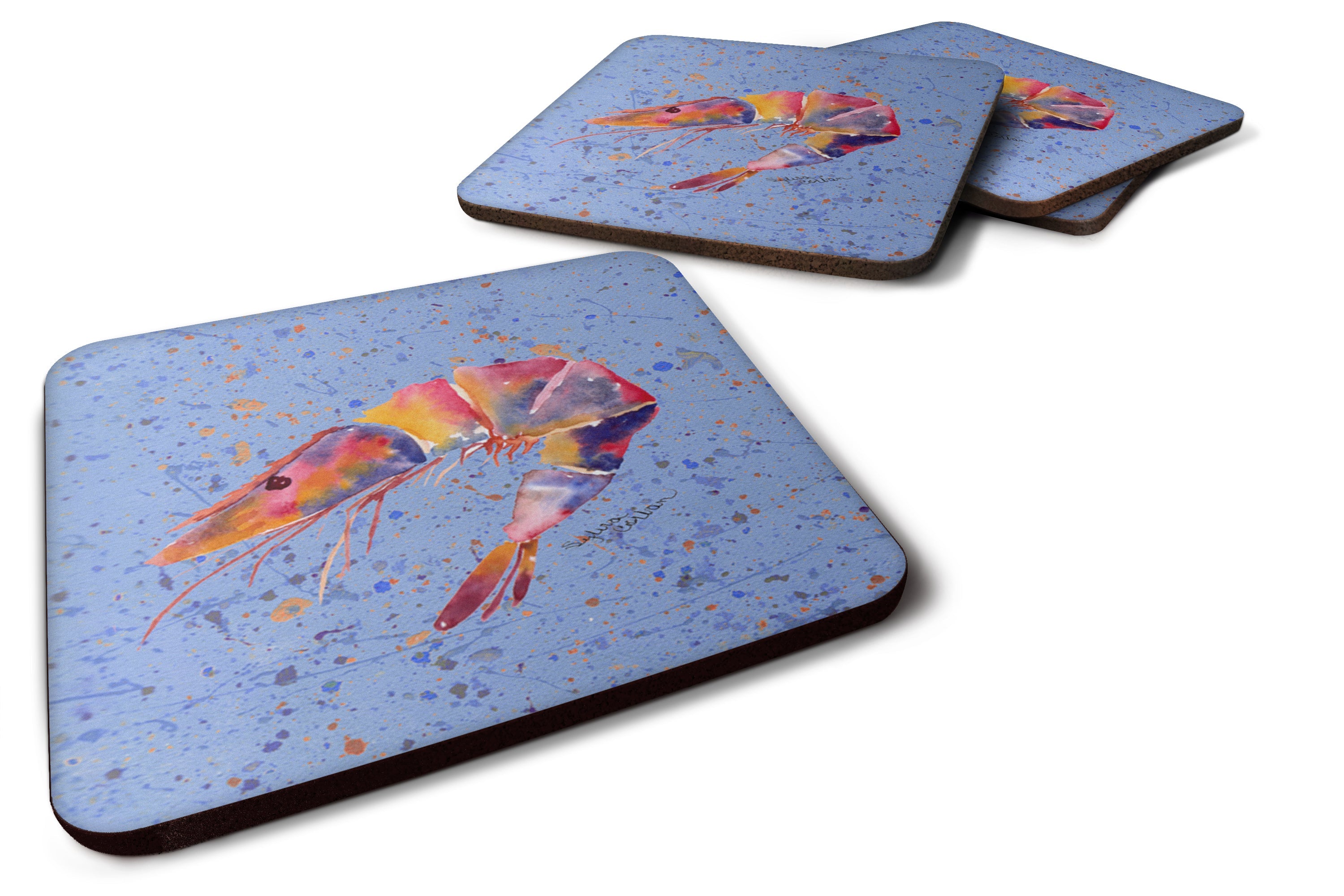 Shrimp Foam Coasters Set of 4 Cup Coasters for Indoor Outdoor, Tabletop Protection, Anti Slip, Mouse pad Material