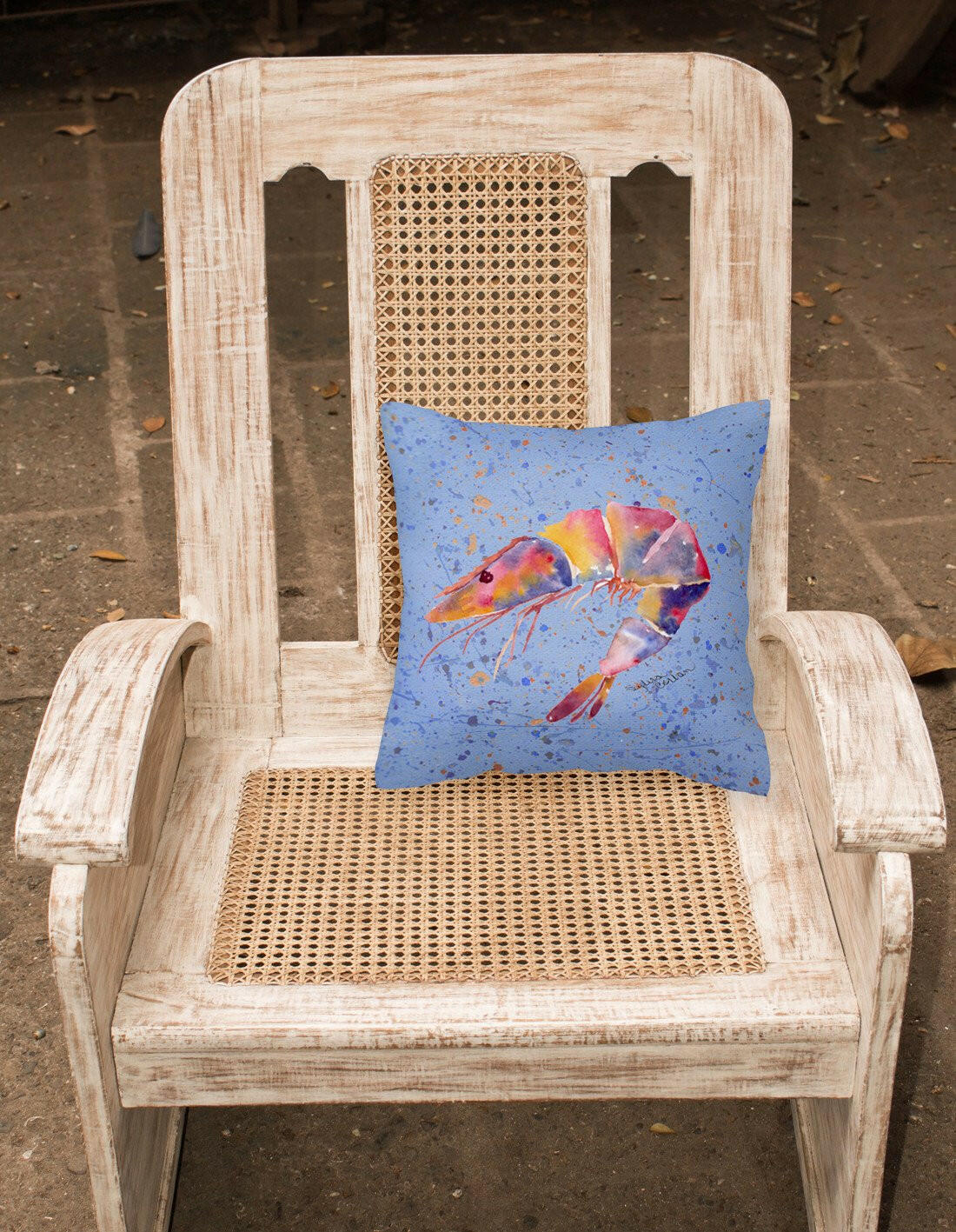 Shrimp Decorative Throw Pillow 14x14 Indoor Outdoor Accent Cushion, Fabric Cover with Insert for Sofa, Bed, Porch & Living Room