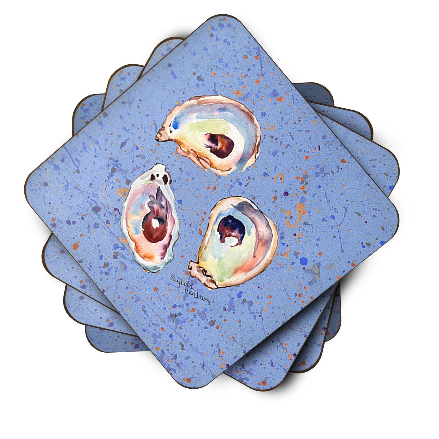 Oyster Foam Coasters Set of 4 Cup Coasters for Indoor Outdoor, Tabletop Protection, Anti Slip, Mouse pad Material