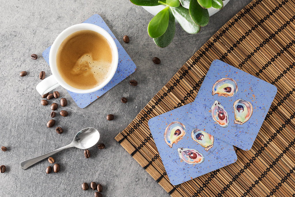 Oyster Foam Coasters Set of 4 Cup Coasters for Indoor Outdoor, Tabletop Protection, Anti Slip, Mouse pad Material