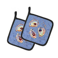Oyster Pot Holder Set of 2 Heat Resistant Quilted Hot Pads 7.5 x 7.5 Inch, Insulated Kitchen Trivets for Cooking & Baking
