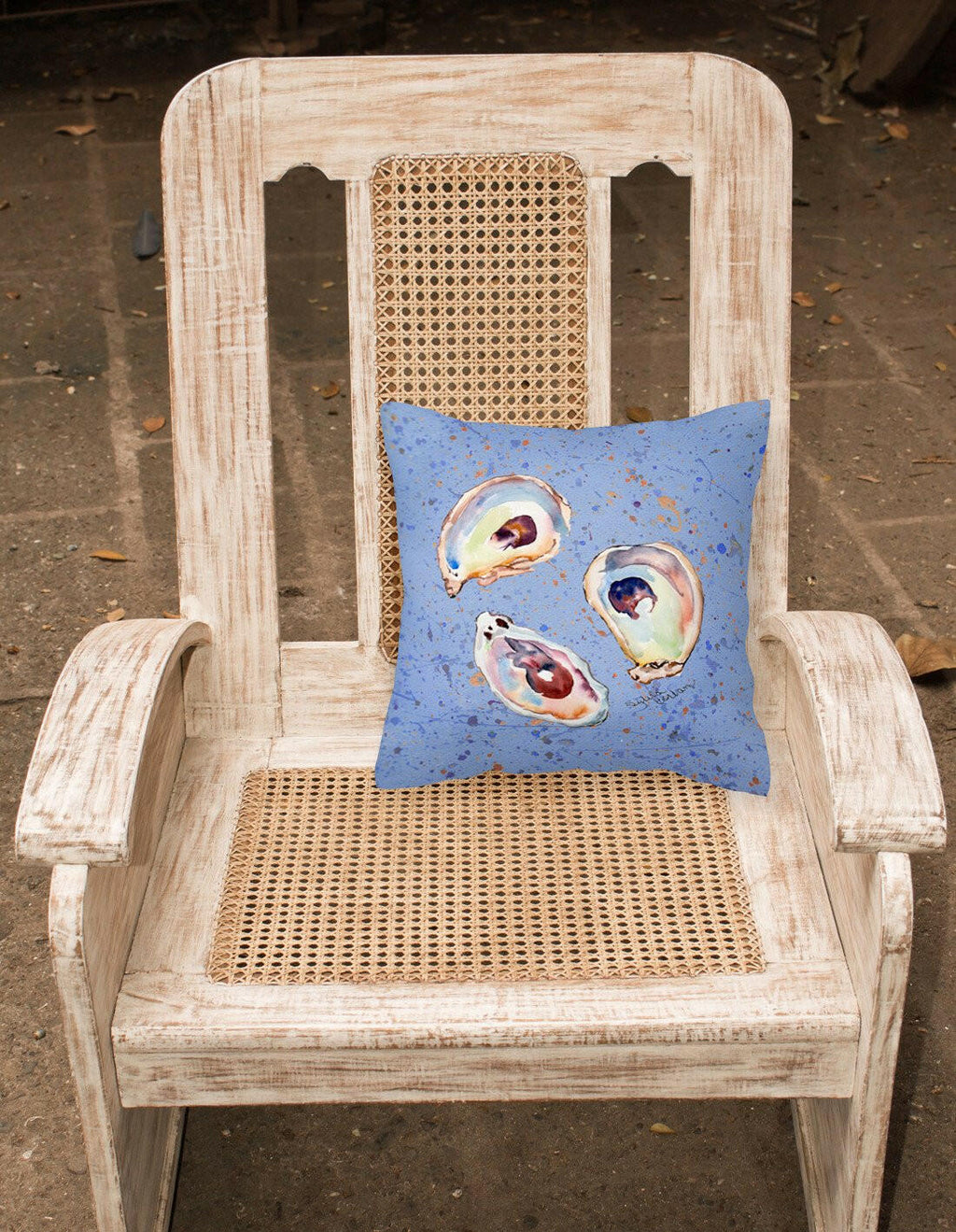 Oyster Decorative Throw Pillow 14x14 Indoor Outdoor Accent Cushion, Fabric Cover with Insert for Sofa, Bed, Porch & Living Room