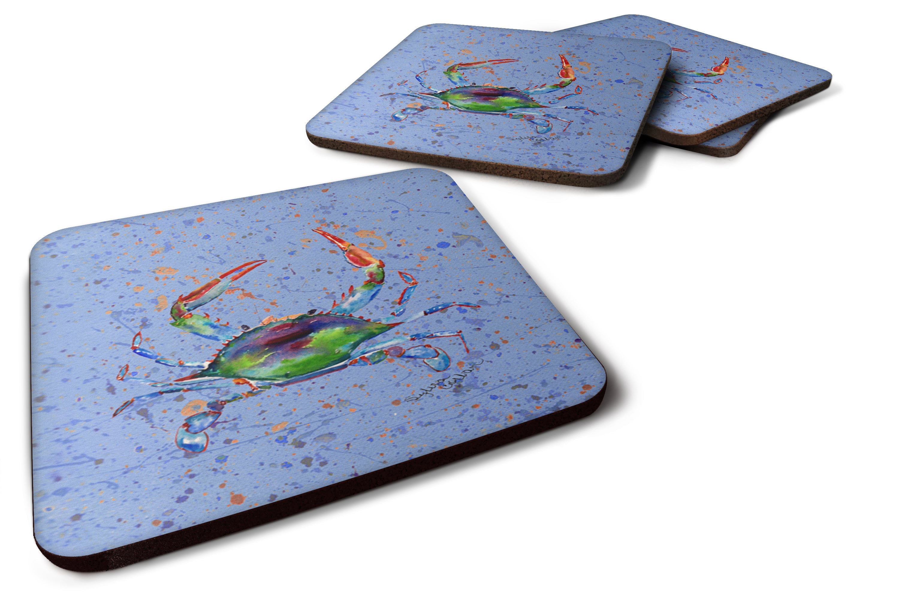 Crab Foam Coasters Set of 4 Cup Coasters for Indoor Outdoor, Tabletop Protection, Anti Slip, Mouse pad Material