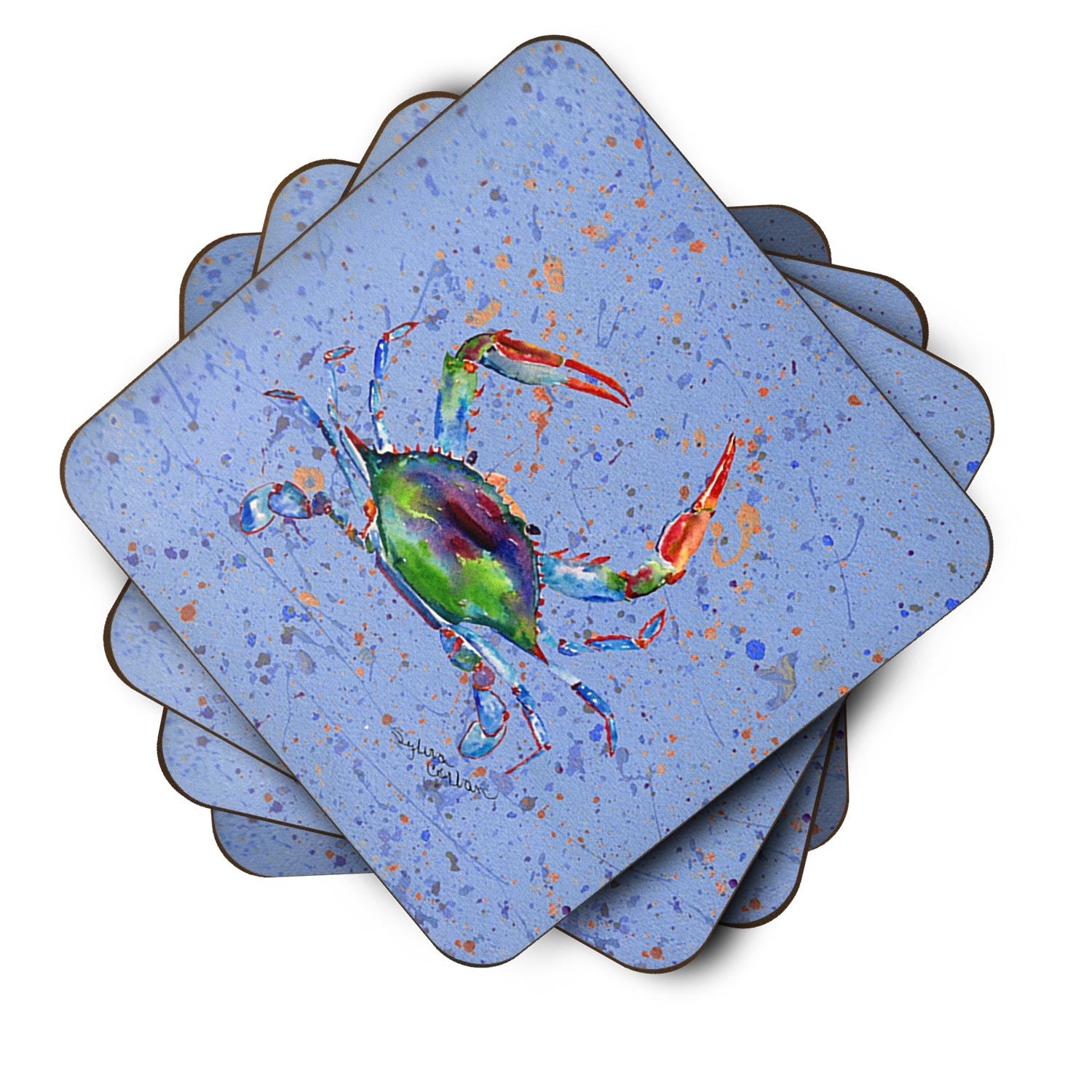 Crab Foam Coasters Set of 4 Cup Coasters for Indoor Outdoor, Tabletop Protection, Anti Slip, Mouse pad Material