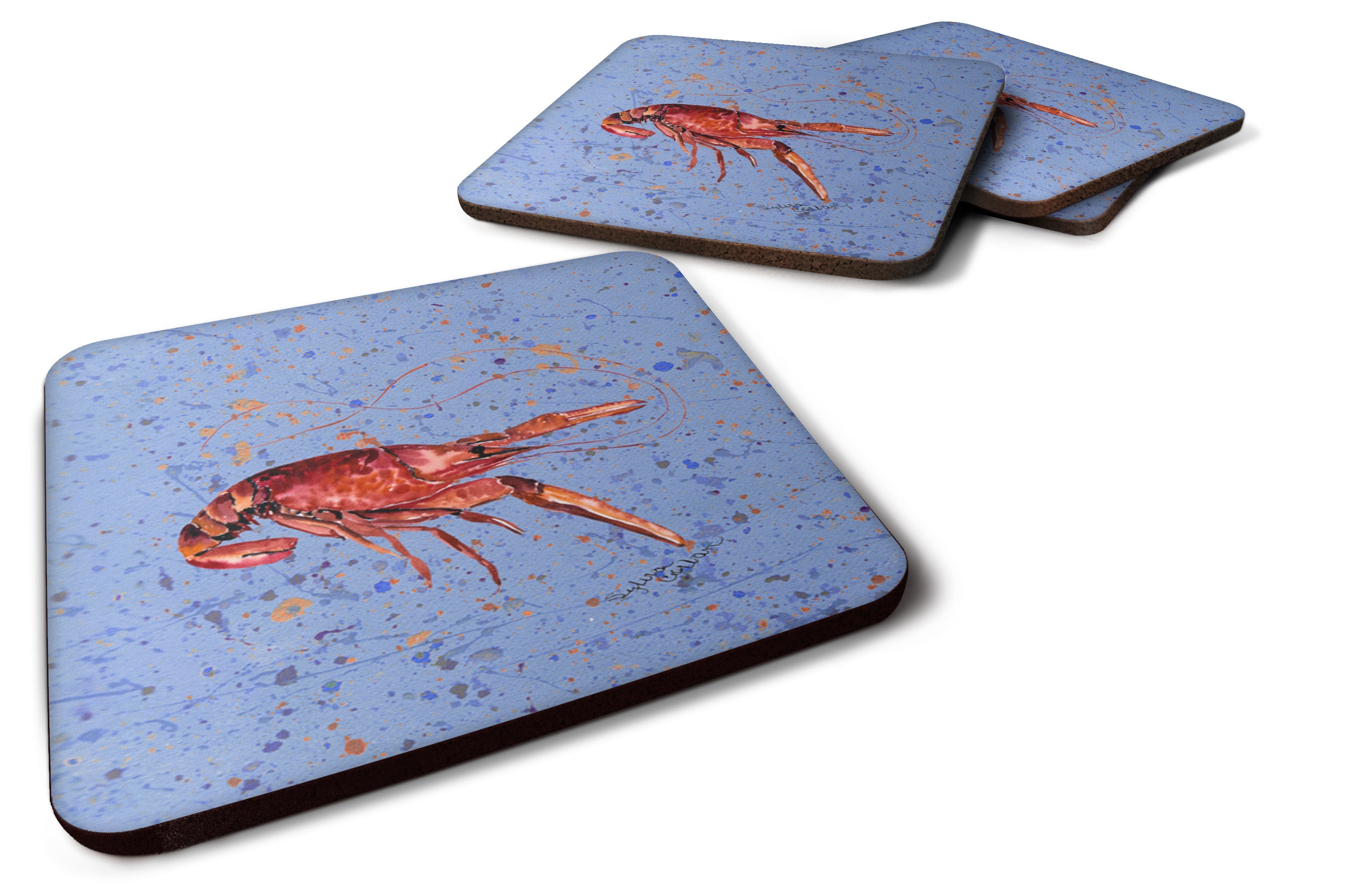 Crawfish Foam Coasters Set of 4 Cup Coasters for Indoor Outdoor, Tabletop Protection, Anti Slip, Mouse pad Material