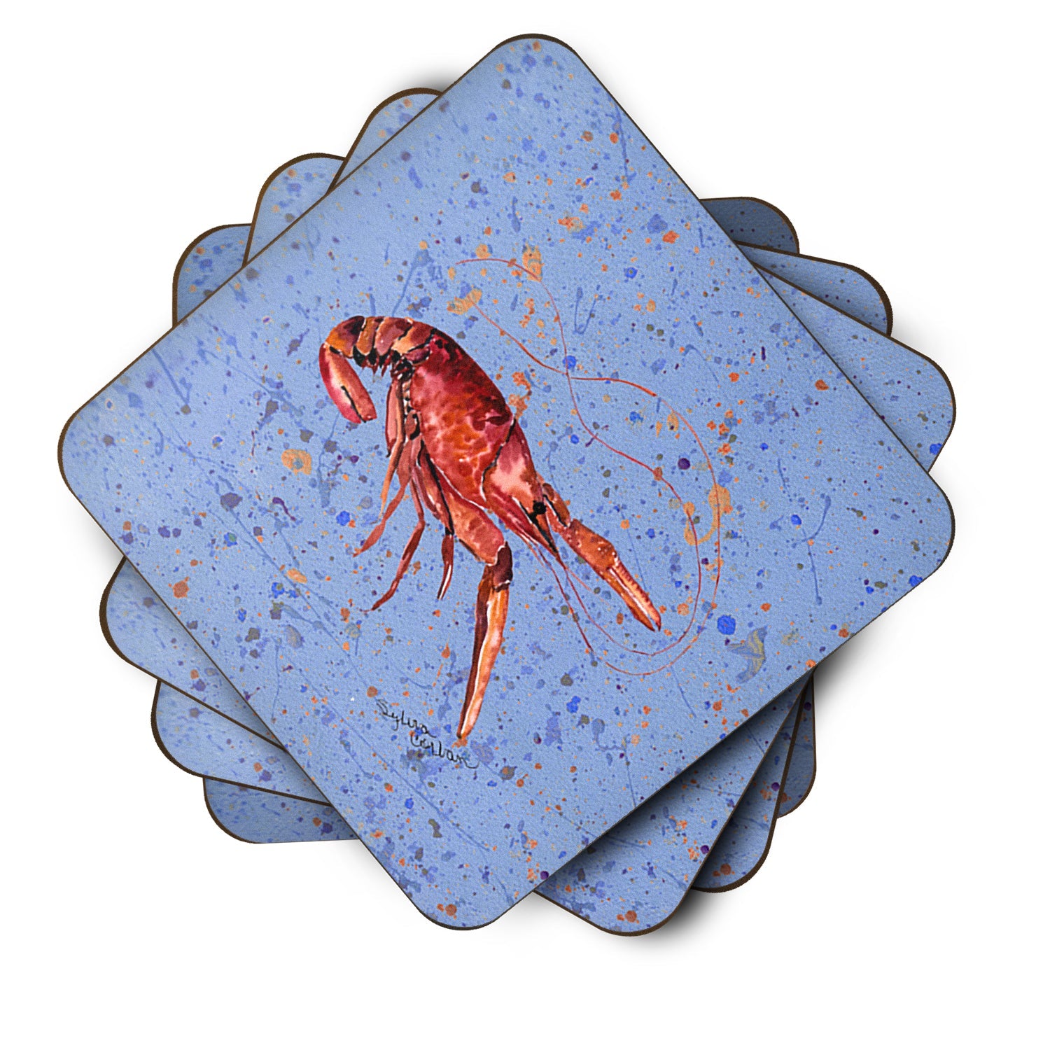 Crawfish Foam Coasters Set of 4 Cup Coasters for Indoor Outdoor, Tabletop Protection, Anti Slip, Mouse pad Material