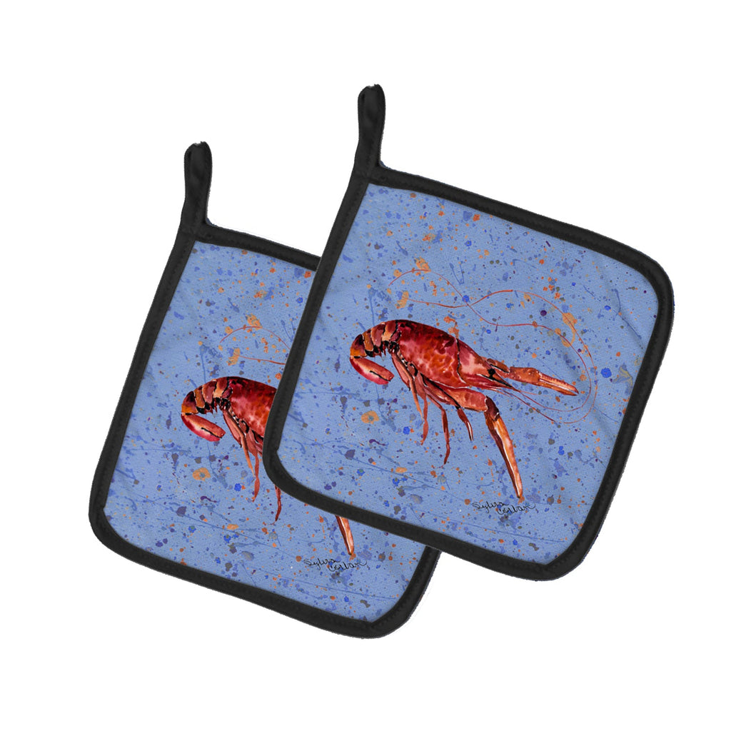 Crawfish Pot Holder Set of 2 Heat Resistant Quilted Hot Pads 7.5 x 7.5 Inch, Insulated Kitchen Trivets for Cooking & Baking