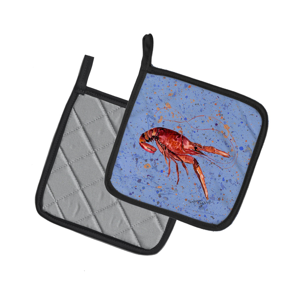Crawfish Pot Holder Set of 2 Heat Resistant Quilted Hot Pads 7.5 x 7.5 Inch, Insulated Kitchen Trivets for Cooking & Baking