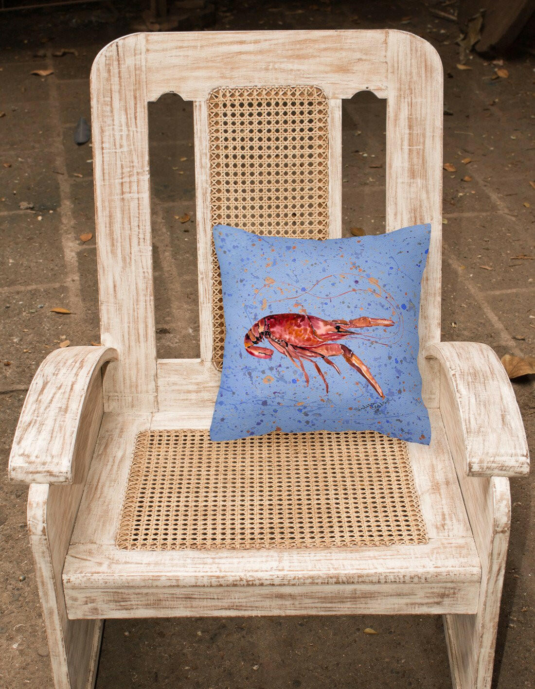 Crawfish Decorative Throw Pillow 14x14 Indoor Outdoor Accent Cushion, Fabric Cover with Insert for Sofa, Bed, Porch & Living Room