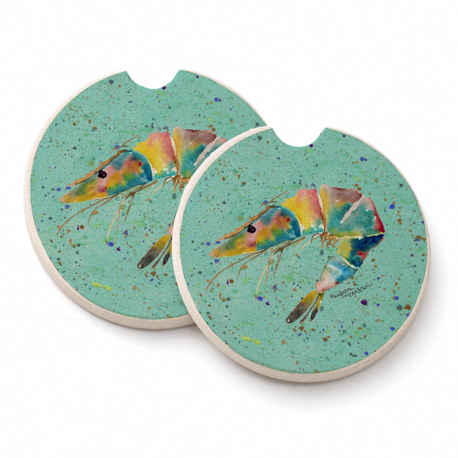 Shrmip Set of 2 Cup Holder Car Coasters Absorbent Round Sandstone Coasters Gifts for Men or Women, 2.5, Multicolor