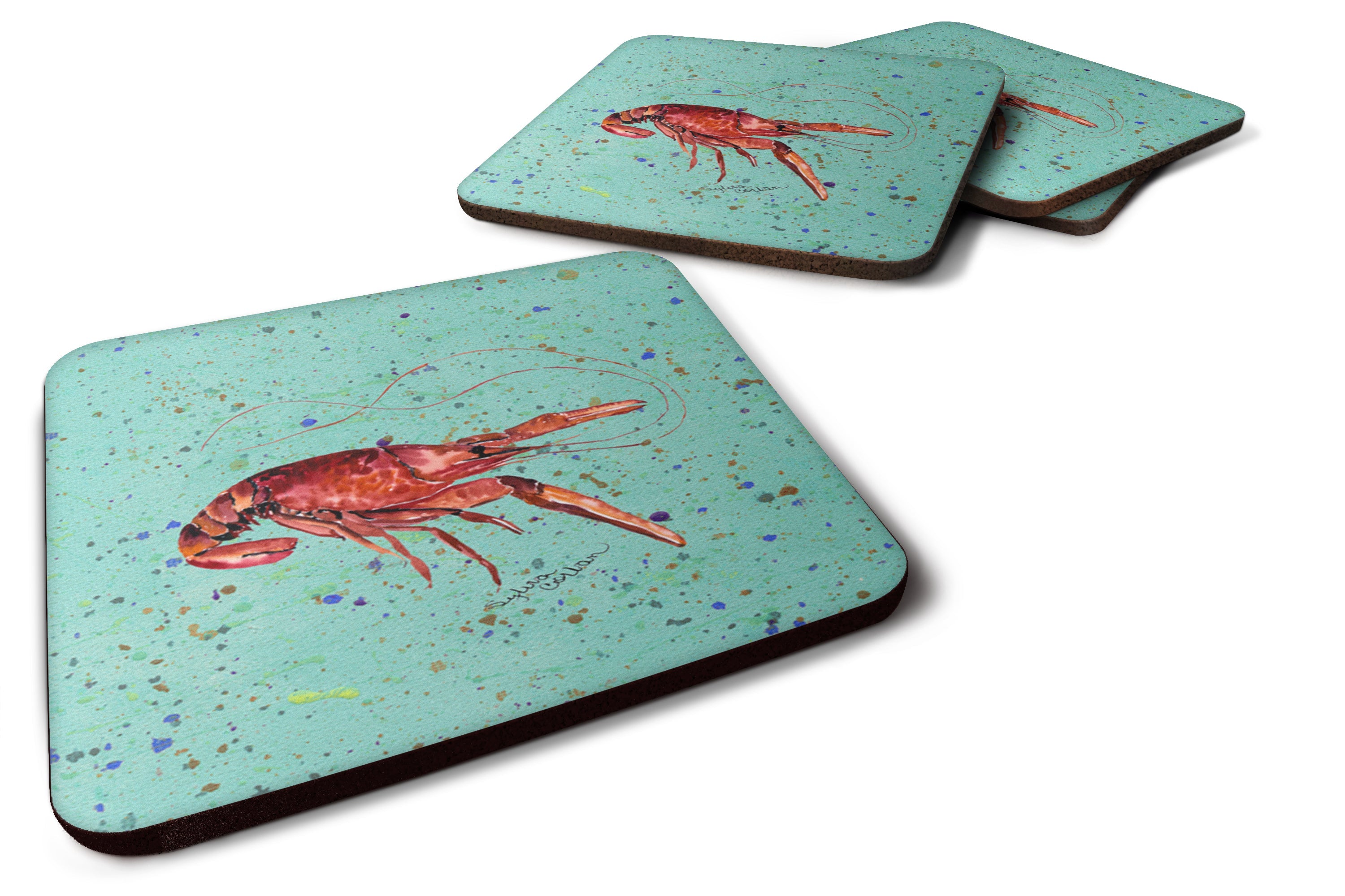 Crawfish Foam Coasters Set of 4 Cup Coasters for Indoor Outdoor, Tabletop Protection, Anti Slip, Mouse pad Material