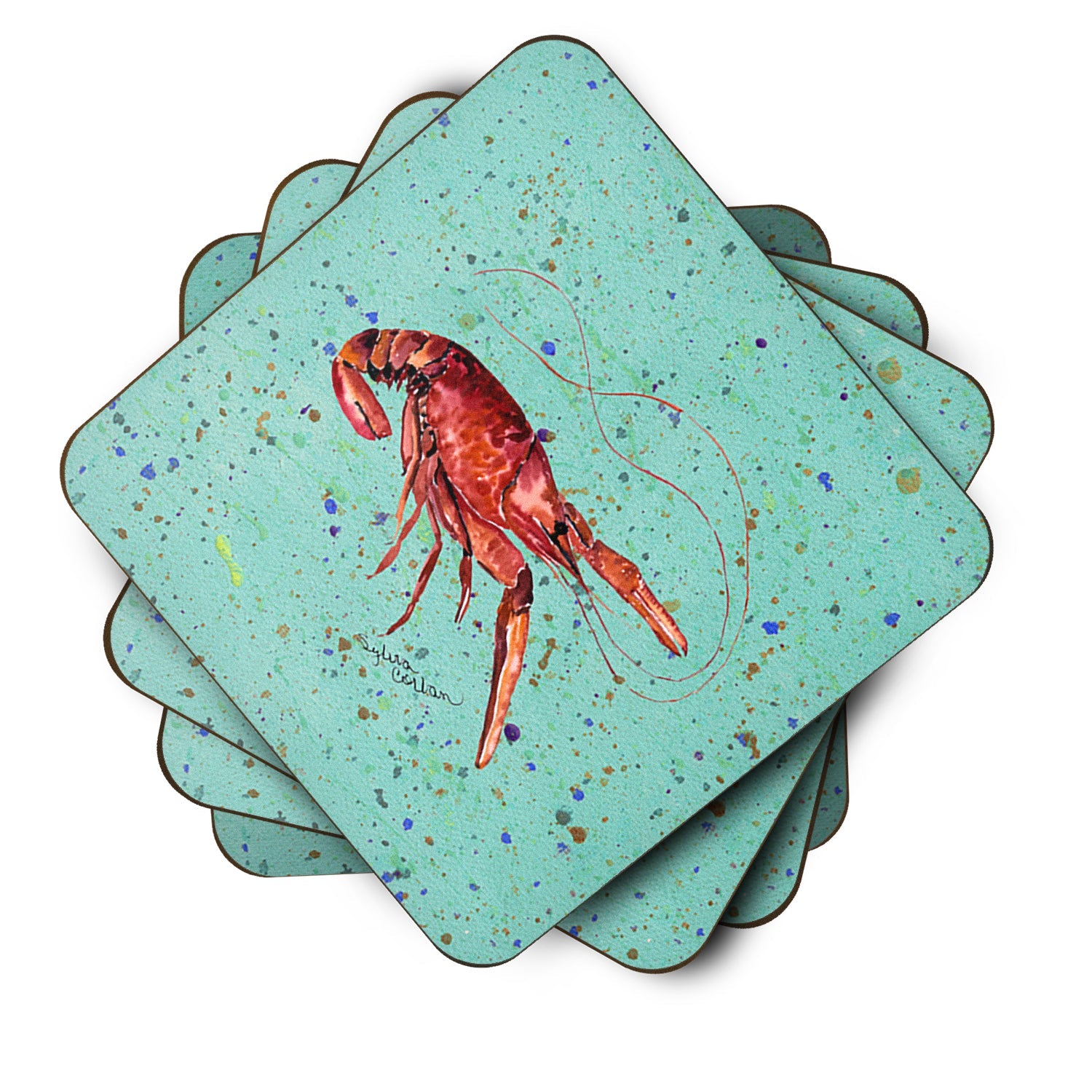 Crawfish Foam Coasters Set of 4 Cup Coasters for Indoor Outdoor, Tabletop Protection, Anti Slip, Mouse pad Material