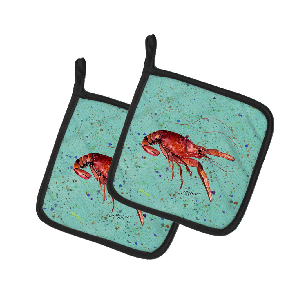 Crawfish Pot Holder Set of 2 Heat Resistant Quilted Hot Pads 7.5 x 7.5 Inch, Insulated Kitchen Trivets for Cooking & Baking