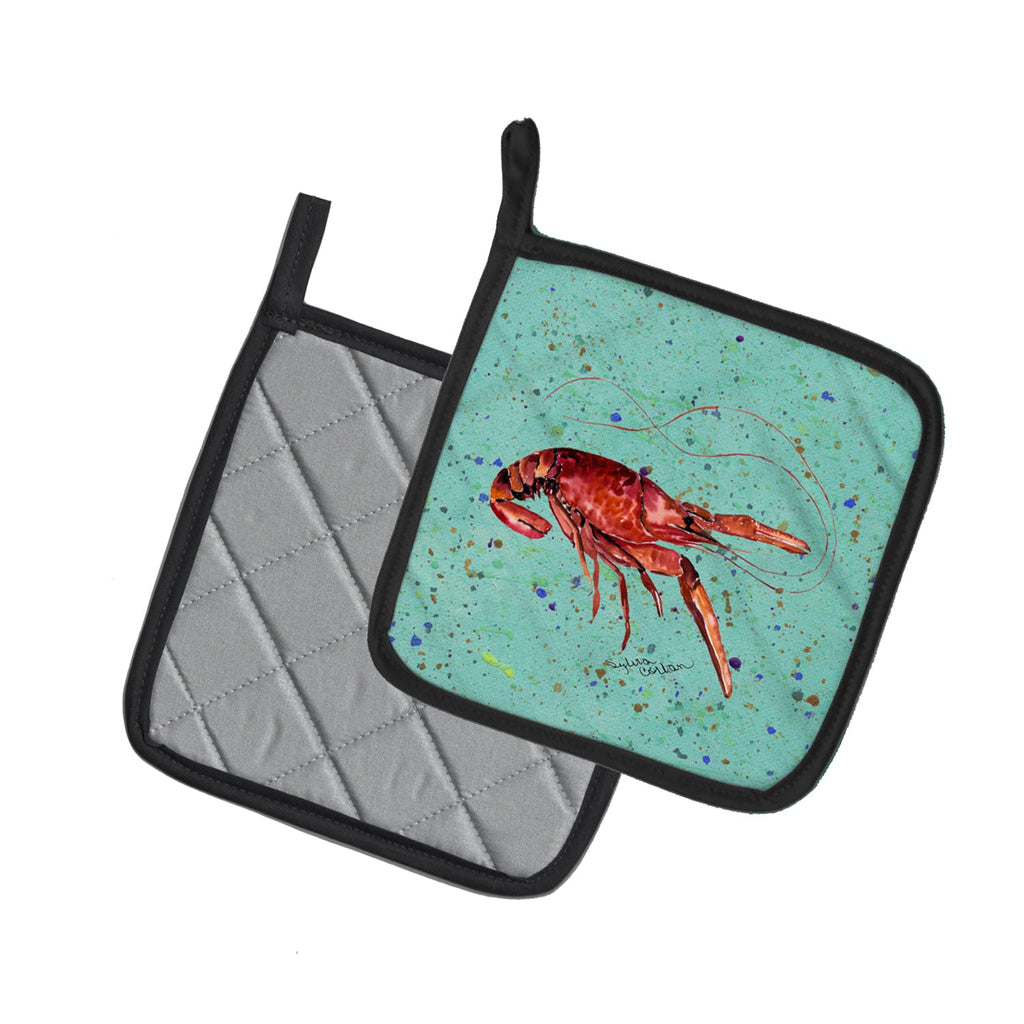 Crawfish Pot Holder Set of 2 Heat Resistant Quilted Hot Pads 7.5 x 7.5 Inch, Insulated Kitchen Trivets for Cooking & Baking
