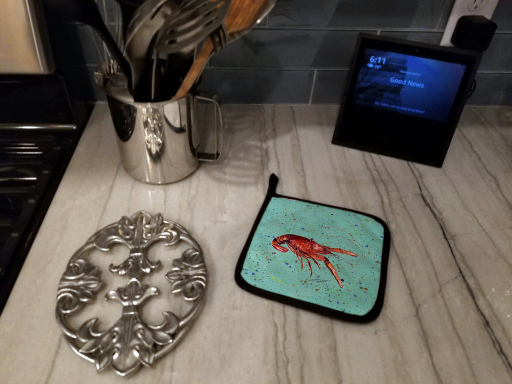 Crawfish Pot Holder Set of 2 Heat Resistant Quilted Hot Pads 7.5 x 7.5 Inch, Insulated Kitchen Trivets for Cooking & Baking