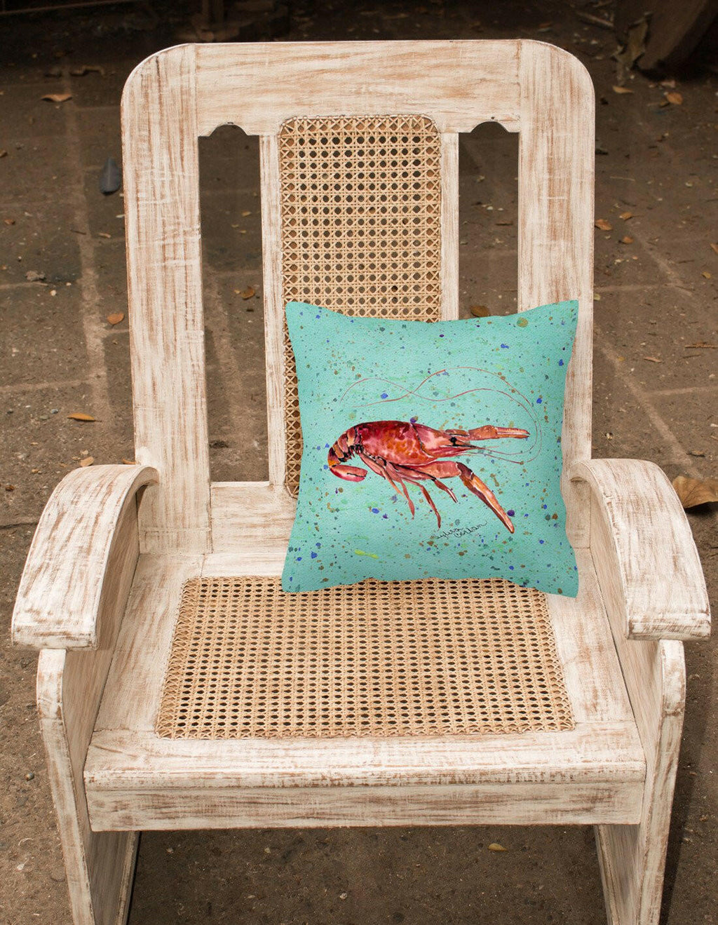 Crawfish Decorative Throw Pillow 14x14 Indoor Outdoor Accent Cushion, Fabric Cover with Insert for Sofa, Bed, Porch & Living Room