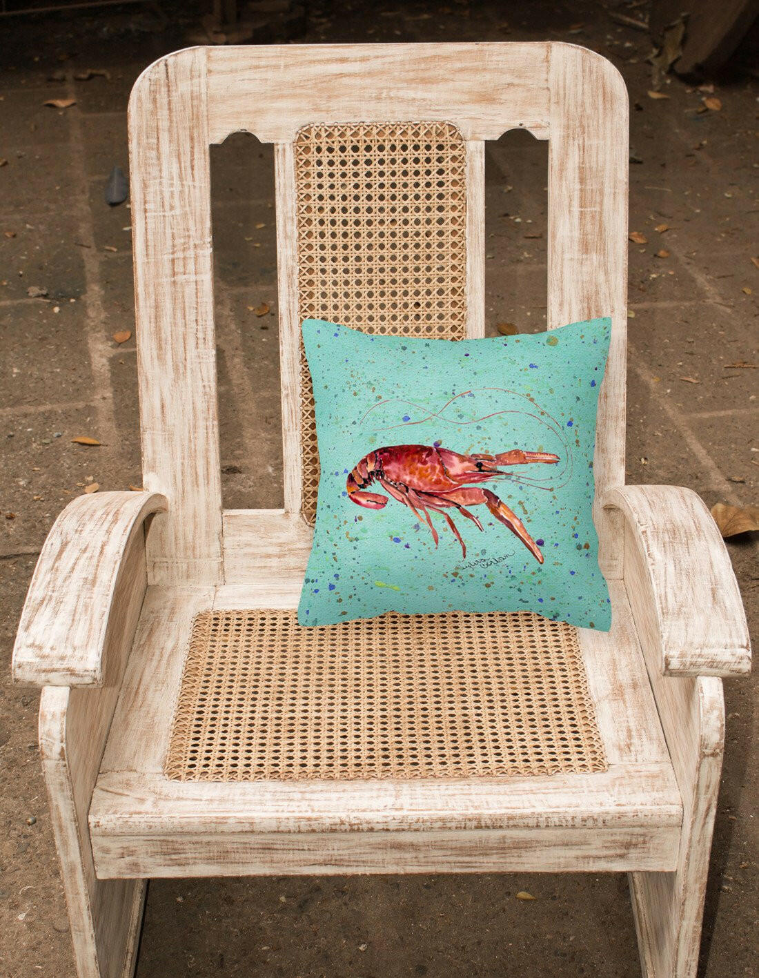 Crawfish Decorative Throw Pillow 14x14 Indoor Outdoor Accent Cushion, Fabric Cover with Insert for Sofa, Bed, Porch & Living Room