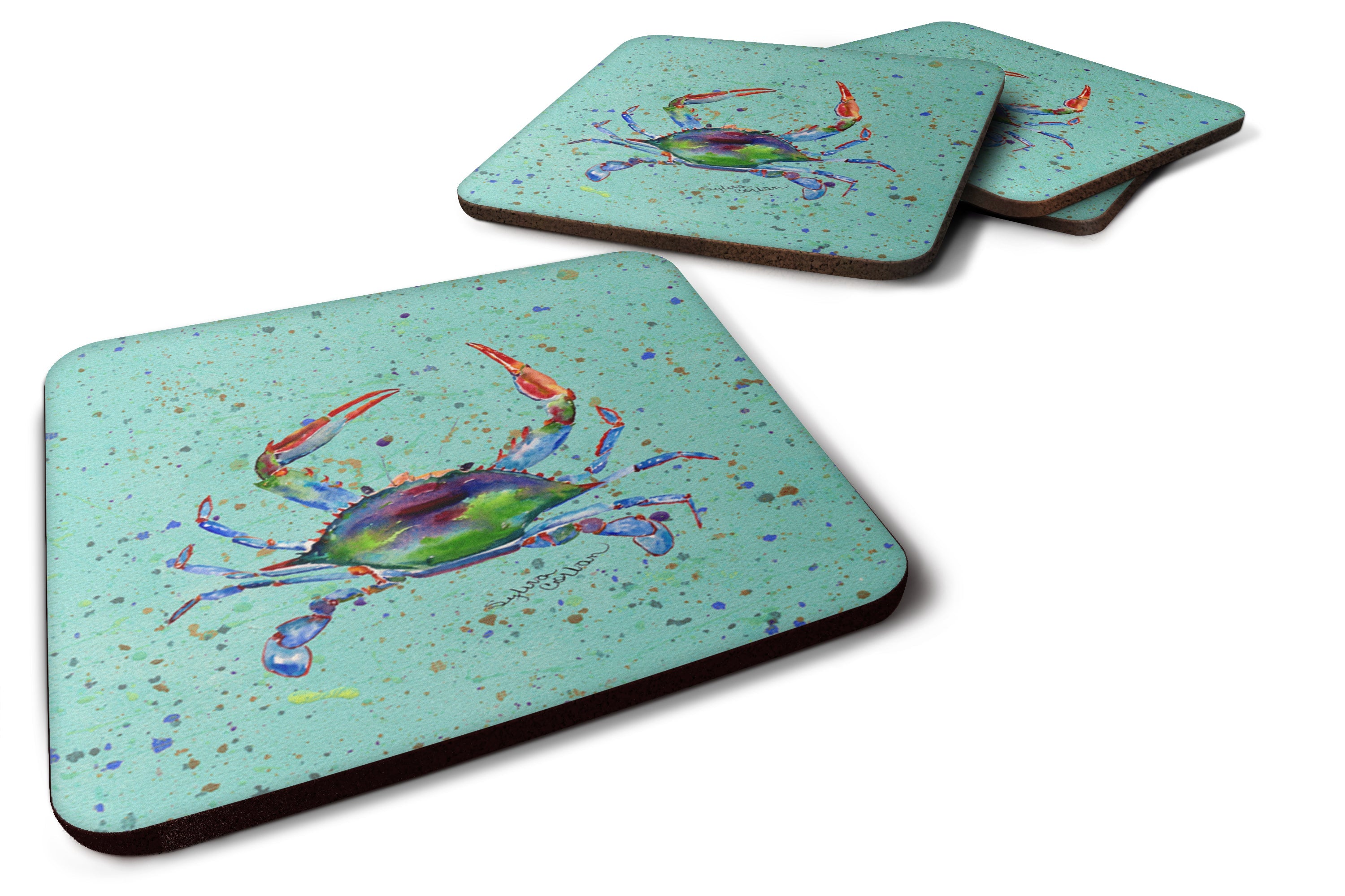 Crab Foam Coasters Set of 4 Cup Coasters for Indoor Outdoor, Tabletop Protection, Anti Slip, Mouse pad Material