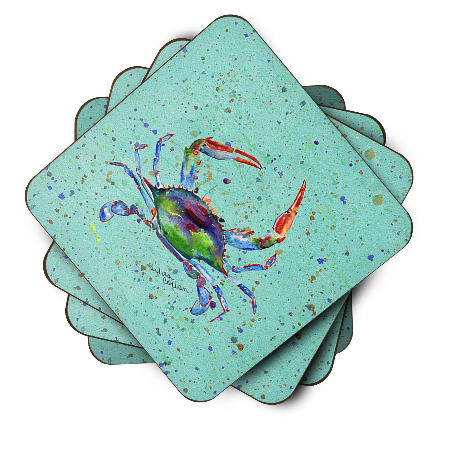 Crab Foam Coasters Set of 4 Cup Coasters for Indoor Outdoor, Tabletop Protection, Anti Slip, Mouse pad Material