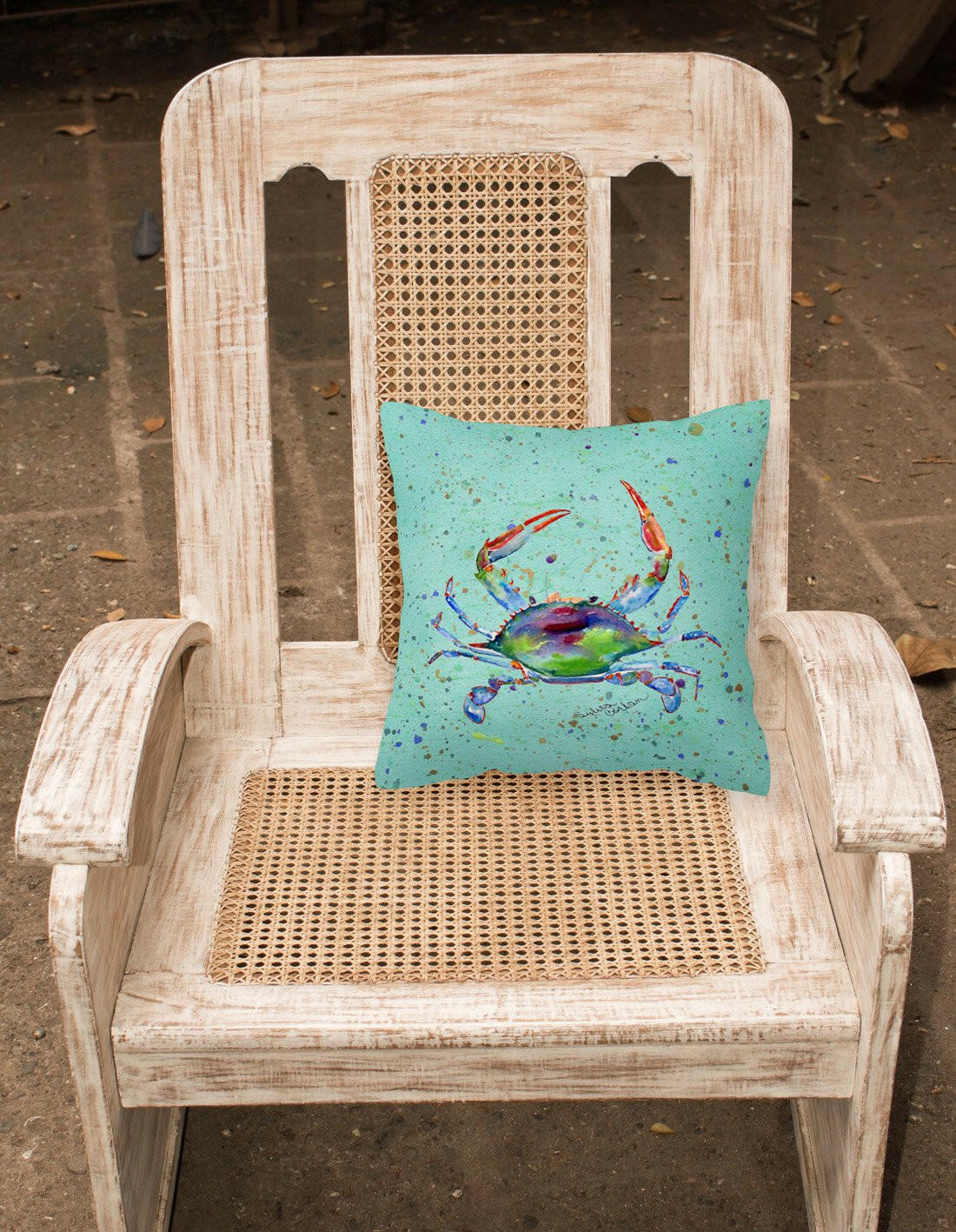 Crab Decorative Throw Pillow 14x14 Indoor Outdoor Accent Cushion, Fabric Cover with Insert for Sofa, Bed, Porch & Living Room
