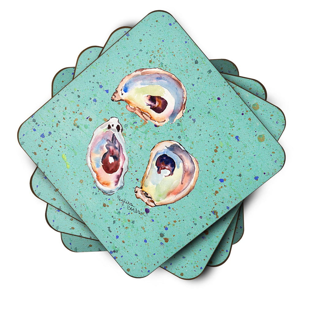 Oyster Foam Coasters Set of 4 Cup Coasters for Indoor Outdoor, Tabletop Protection, Anti Slip, Mouse pad Material