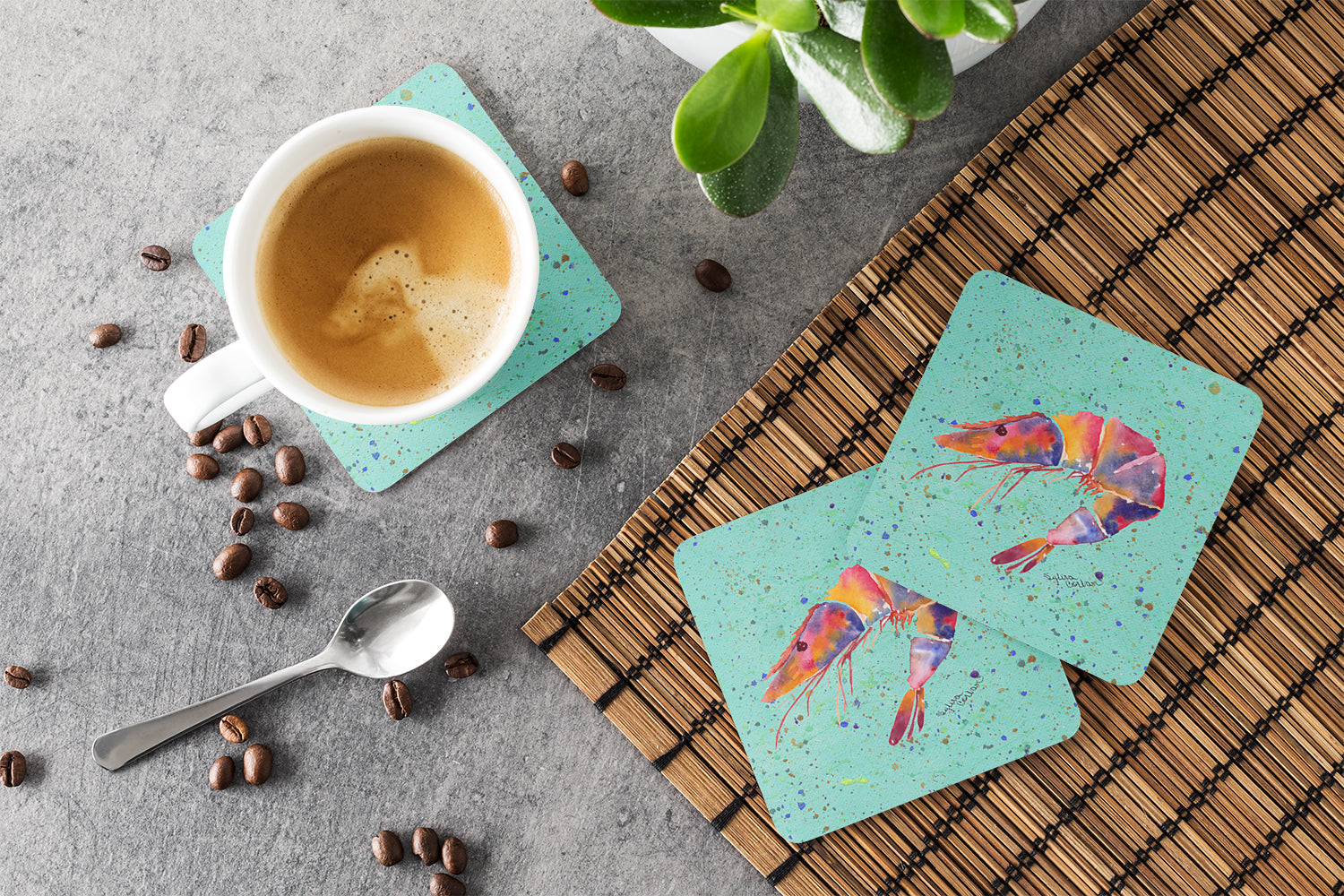 Shrmip Foam Coasters Set of 4 Cup Coasters for Indoor Outdoor, Tabletop Protection, Anti Slip, Mouse pad Material
