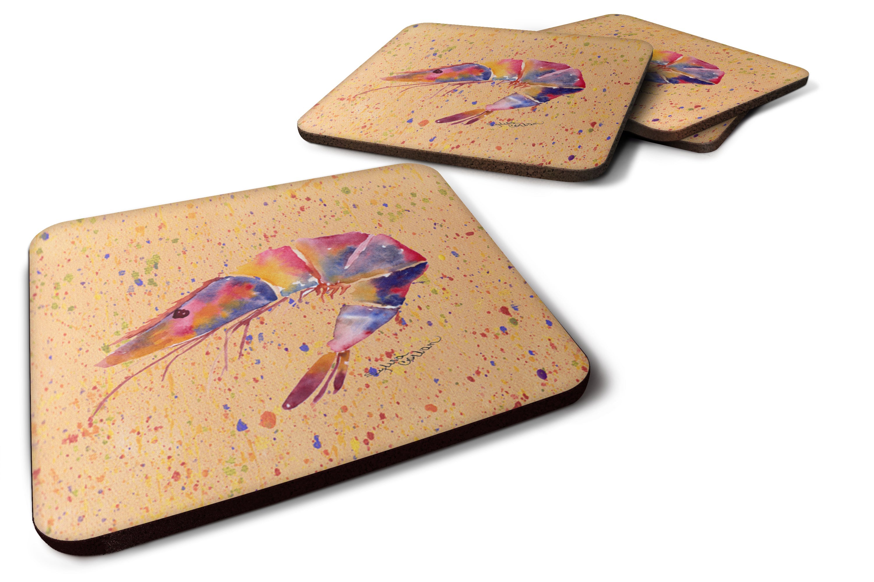 Shrimp Foam Coasters Set of 4 Cup Coasters for Indoor Outdoor, Tabletop Protection, Anti Slip, Mouse pad Material