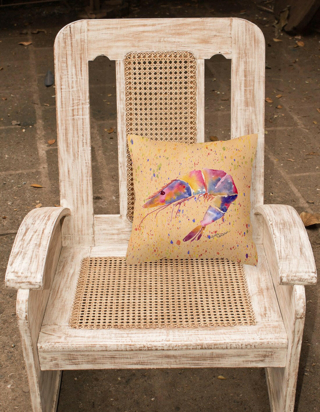 Shrimp Decorative Throw Pillow 14x14 Indoor Outdoor Accent Cushion, Fabric Cover with Insert for Sofa, Bed, Porch & Living Room