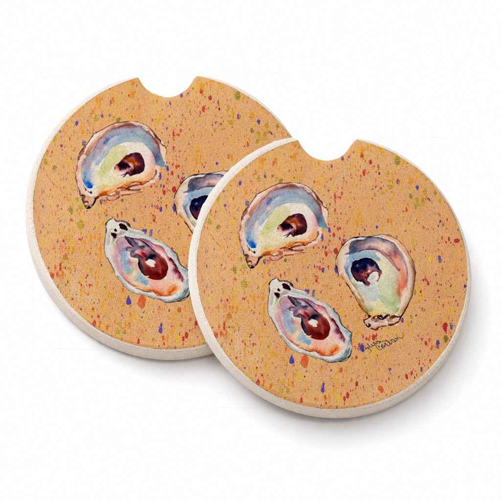 Oyster Set of 2 Cup Holder Car Coasters Absorbent Round Sandstone Coasters Gifts for Men or Women, 2.5, Multicolor