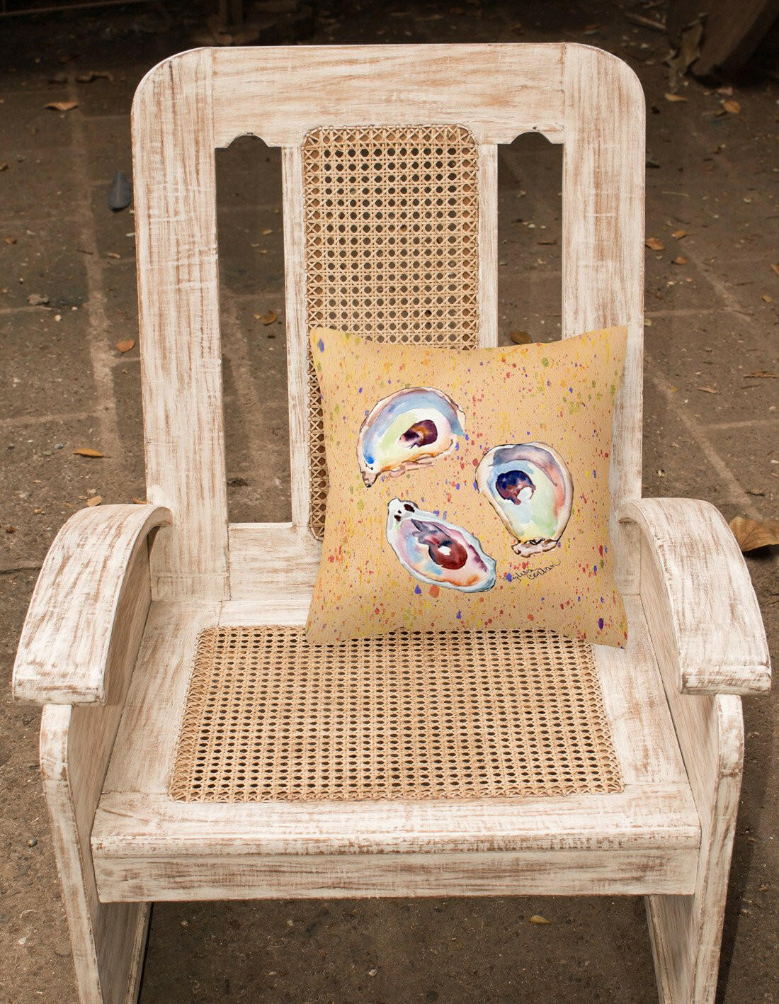 Oyster Decorative Throw Pillow 14x14 Indoor Outdoor Accent Cushion, Fabric Cover with Insert for Sofa, Bed, Porch & Living Room