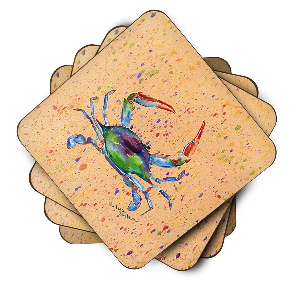 Crab Foam Coasters Set of 4 Cup Coasters for Indoor Outdoor, Tabletop Protection, Anti Slip, Mouse pad Material