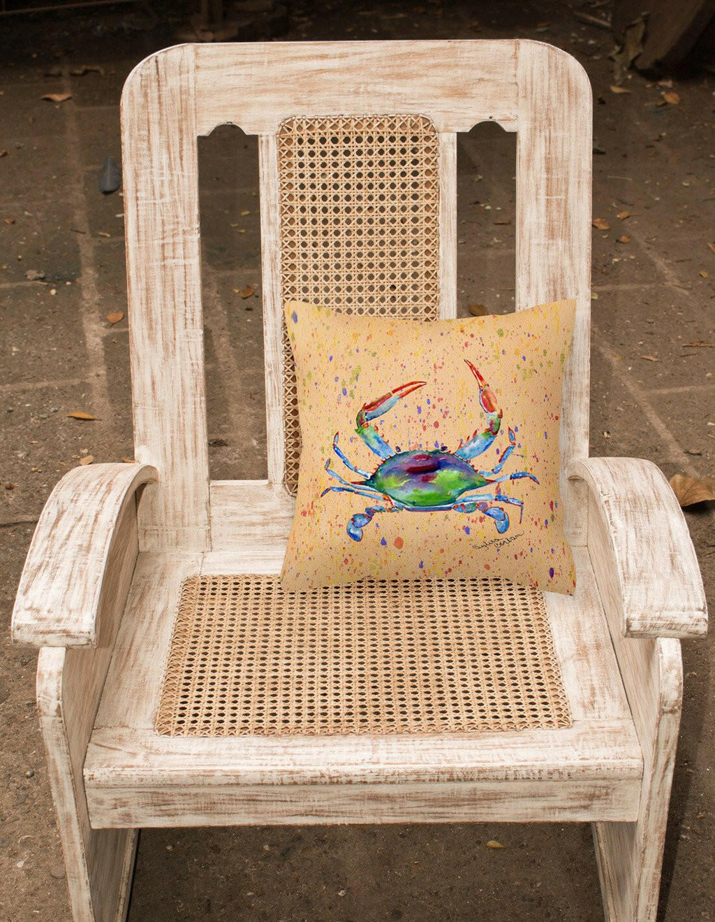 Crab Decorative Throw Pillow 14x14 Indoor Outdoor Accent Cushion, Fabric Cover with Insert for Sofa, Bed, Porch & Living Room
