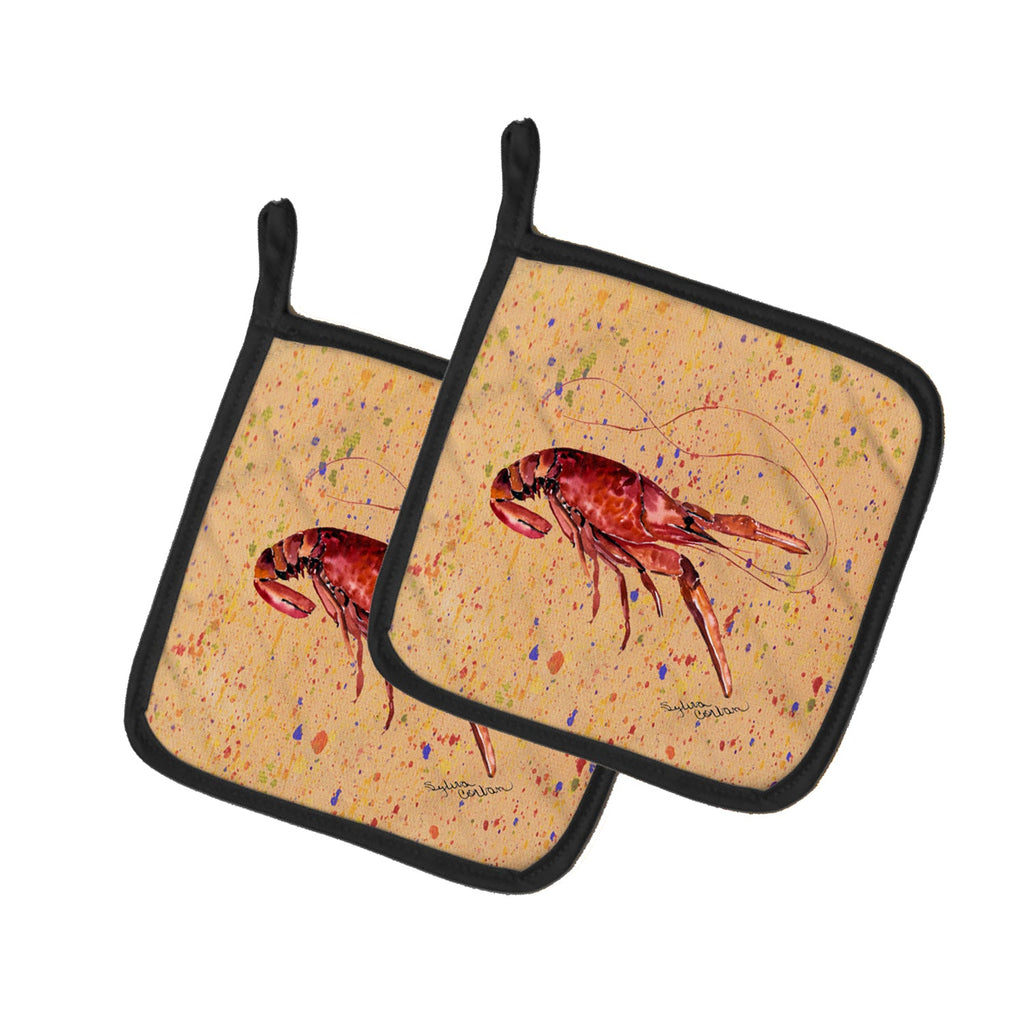 Crawfish Pot Holder Set of 2 Heat Resistant Quilted Hot Pads 7.5 x 7.5 Inch, Insulated Kitchen Trivets for Cooking & Baking