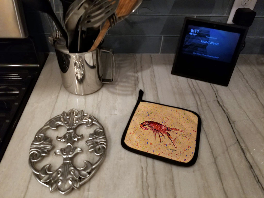 Crawfish Pot Holder Set of 2 Heat Resistant Quilted Hot Pads 7.5 x 7.5 Inch, Insulated Kitchen Trivets for Cooking & Baking