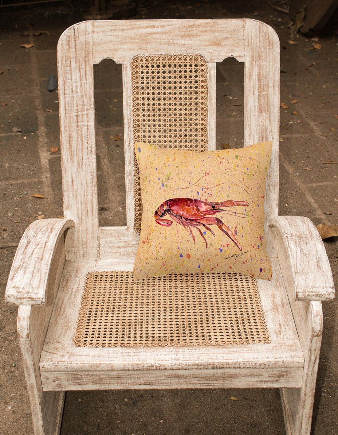 Crawfish Decorative Throw Pillow 14x14 Indoor Outdoor Accent Cushion, Fabric Cover with Insert for Sofa, Bed, Porch & Living Room