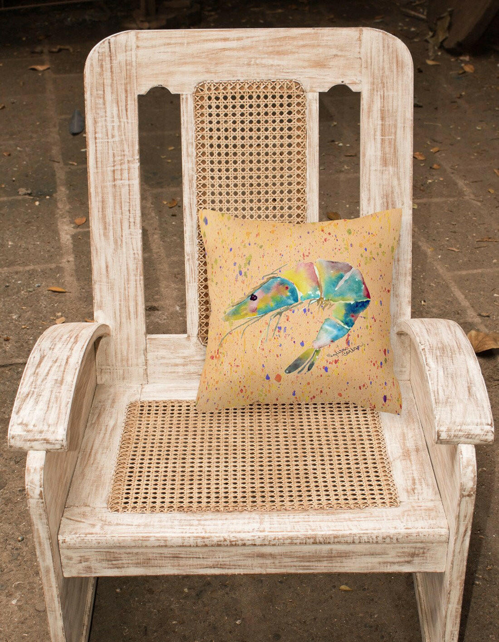 Shrimp Decorative Throw Pillow 14x14 Indoor Outdoor Accent Cushion, Fabric Cover with Insert for Sofa, Bed, Porch & Living Room