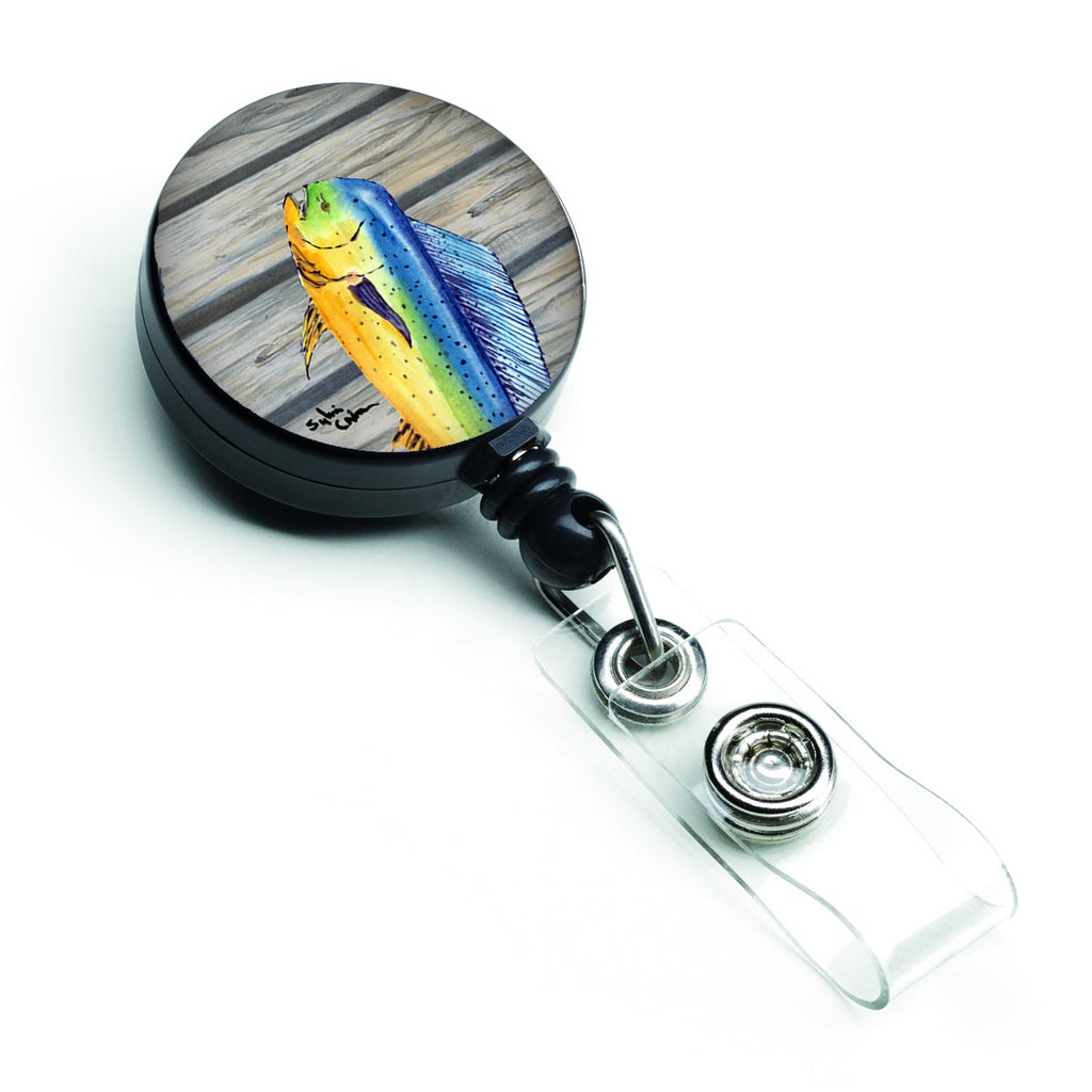 Mahi Mahi Dolphin Fish Retractable Badge Reel for Nurses ID Badge Holder with Clip Retractable Employee Badge Holder, Belt Clip