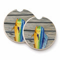 Mahi Mahi Dolphin Fish Set of 2 Cup Holder Car Coasters Absorbent Round Sandstone Coasters Gifts for Men or Women, 2.5, Multicolor