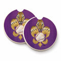 Tiger Fleur de Lis Baseball Set of 2 Cup Holder Car Coasters Absorbent Round Sandstone Coasters Gifts for Men or Women, 2.5, Multicolor