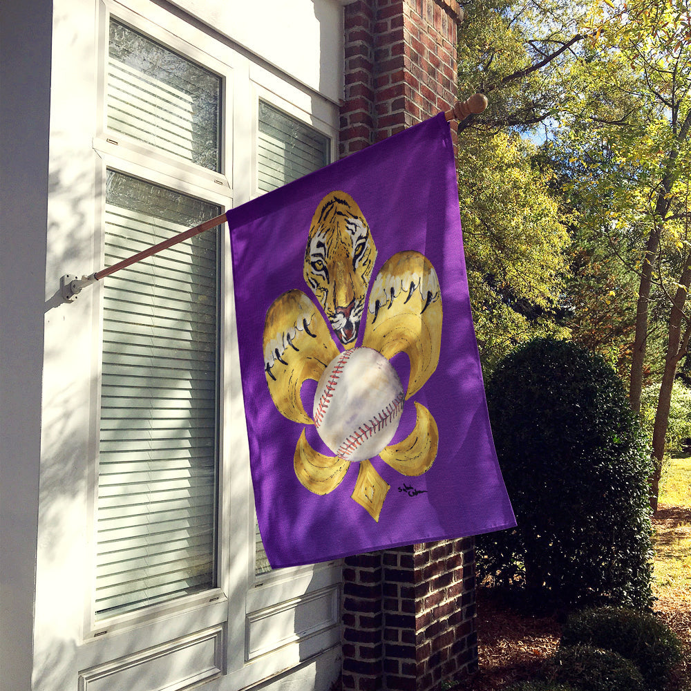 Tiger Fleur de Lis Baseball House Flag 28x40 Porch Sleeve Pole Decorative Outside Yard Banner Artwork Wall Hanging, Polyester