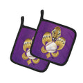 Tiger Fleur de Lis Baseball Pot Holder Set of 2 Heat Resistant Quilted Hot Pads 7.5 x 7.5 Inch, Insulated Kitchen Trivets for Cooking & Baking