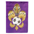 Tiger Fleur de lis Soccer House Flag 28x40 Porch Sleeve Pole Decorative Outside Yard Banner Artwork Wall Hanging, Polyester