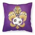 Tiger Fleur de lis Soccer Decorative Throw Pillow 14x14 Indoor Outdoor Accent Cushion, Fabric Cover with Insert for Sofa, Bed, Porch & Living Room