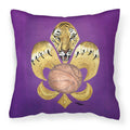 Tiger Fleur de Lis Basketball Decorative Throw Pillow 14x14 Indoor Outdoor Accent Cushion, Fabric Cover with Insert for Sofa, Bed, Porch & Living Room