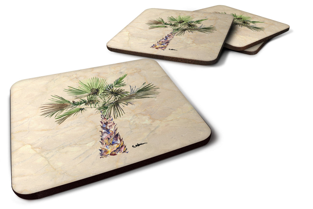 Palm Tree Foam Coasters Set of 4 Cup Coasters for Indoor Outdoor, Tabletop Protection, Anti Slip, Mouse pad Material